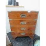 Yew wood military chest of drawers