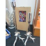 Pair of antler feet candle sticks