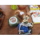 Limoge pot / figurine of girl / Corgi figure