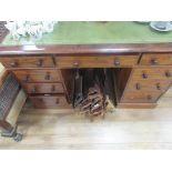 Pedestal leather top desk