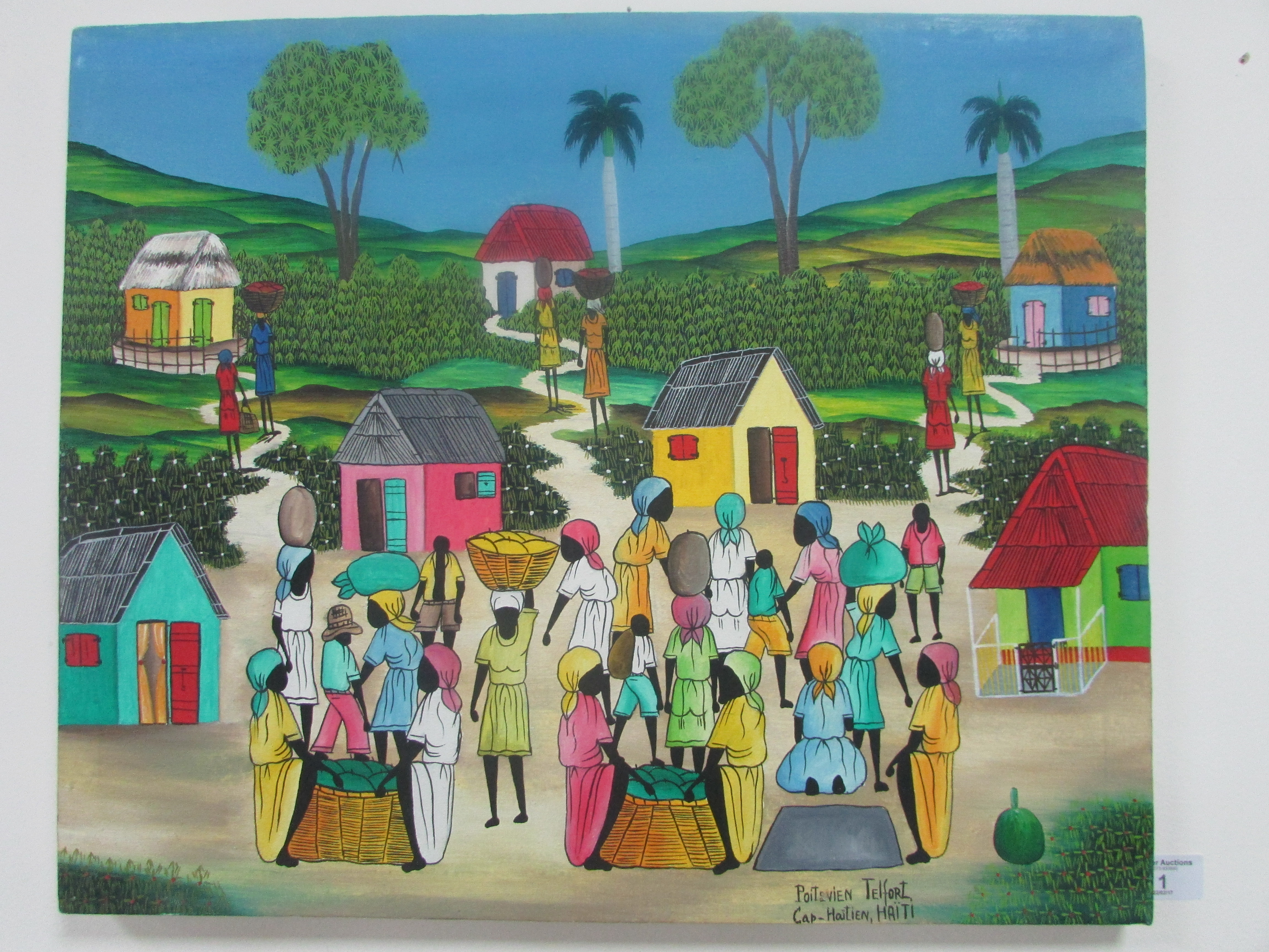 Haitian oil on canvas by noted artist 'Poitevien Telfort' 49cm x 40cm