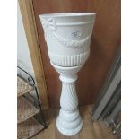 White ceramic plant stand and planter