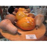 Wooden fruit in fruit bowl