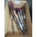 Box of various screwdrivers including Stanley