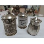 Chinese silver condiment set Chinese hall marks