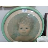 Round framed picture of a child