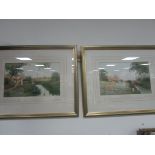 R.A. Walker pair of water colours river scenes