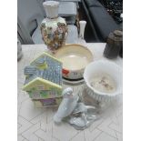 Clarice Cliff bowl, Italian vase + 5 other items
