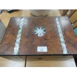 Victorian Burr walnut + Mother of Pearl inlaid writing slope