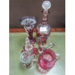 6 pieces of red glass