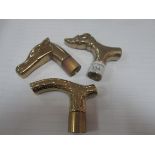 x 3 Brass walking stick handles
