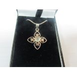 925 silver flower pendant and chain