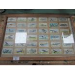 Framed Players aeroplane cigarette cards