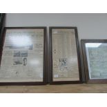 x 3 framed Titanic newspaper articles