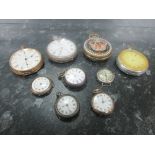 9 assorted pocket watches