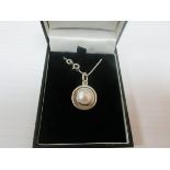 925 silver pearl circle pendant and chain