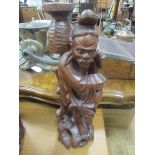 Large carved wood fisherman approx 16" tall