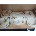 7 china plates parrot design