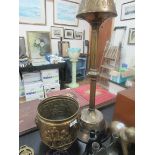 Brass plant pot and ashtray on stand