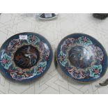 Pair of cloisonne dishes