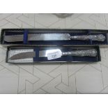 Hall marked silver handled bread knife and cake knife