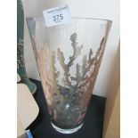 Large Egizia vase hand blown silver inlaid new in box