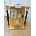 Gilt / brass presentation clock celebrating 65th birthday Sultan of Brunei