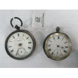 2 x silver pocket watches (one old English lever a/f)