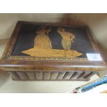 Inlaid wooden box with key