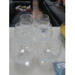 6 cut glass brandy glasses