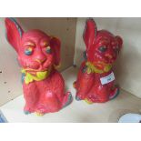 x 2 Bonzo plaster dogs 1920's - 1930's