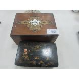 Victorian walnut trinket box + Oriental lacquered box