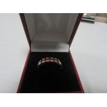 10ct white gold red stone ring