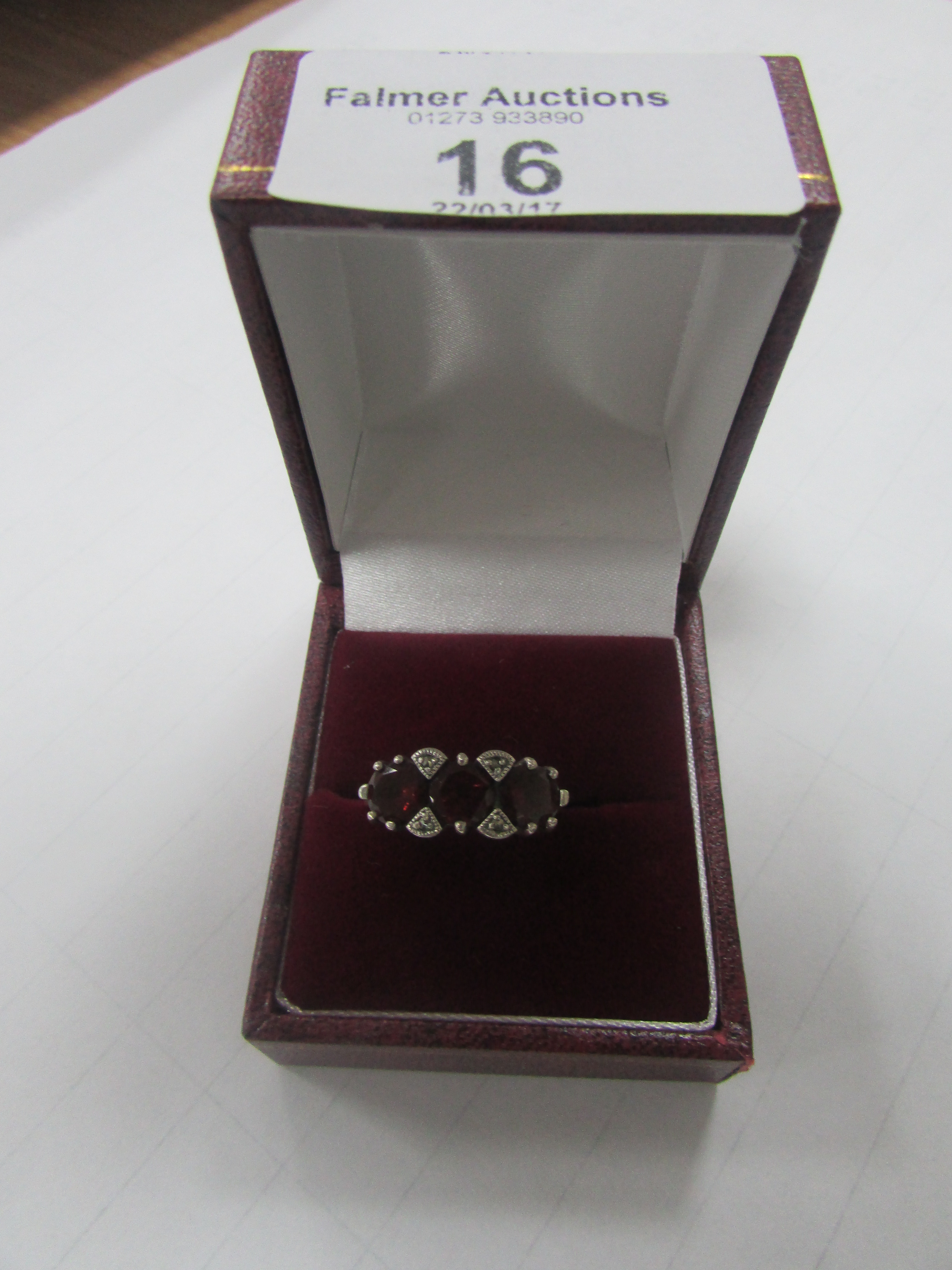 925 Silver red stone ring