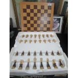 Gold plated oak chess set with association board