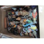 Large box full of china bird figurines