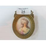 Oval miniature painting of a woman