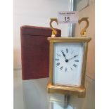 Carriage clock and case (glass damaged)