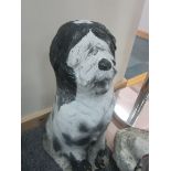 Stone Old English Sheepdog statue approx 21" high