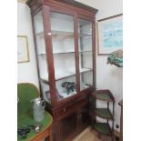 Glass front mahogany inlaid display cabinet