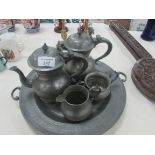 1930's pewter tea set (5 pieces)