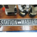 Cast iron station master sign