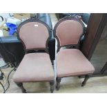 2 wood + pink fabric chairs