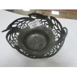 Art Nouveau 'Orivit' twin handled pewter basket 7.5cm high 14cm wide (factory marks No. 2325)