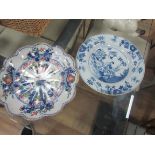 18thC Delft chinoiserie plate + one other plate (some faults)