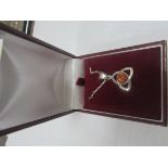 925 silver orange stone pendant and chain