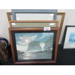 5 various framed pictures