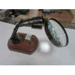 Desk magnifying glass on wood stand