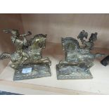 Pair gilt metal equestrian figures