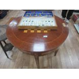 Inlaid parquetry table with chess set